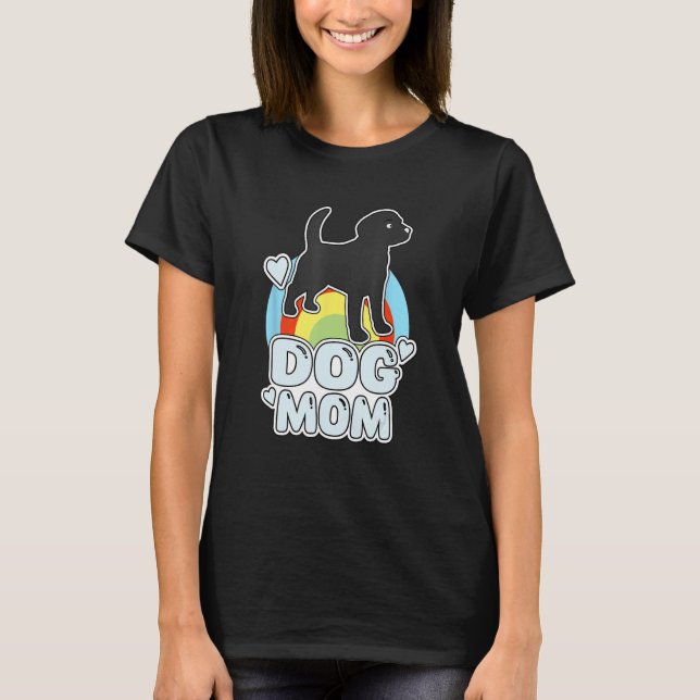 Camiseta Colorful Dog Mom - Rainbow puppy with Heart (Frente)