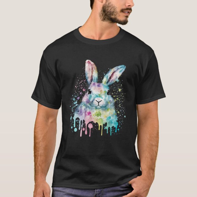 Camiseta Colorful Easter Bunny Face Artsy Style (Frente)
