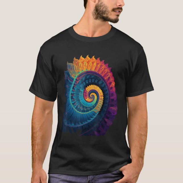 Camiseta Colorful Fibonacci Spiral Psychedelic Colors Abstr (Frente)