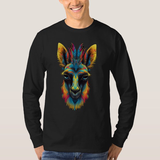 Camiseta Colorful Geometric Guanaco Llama Vicuna Pop Animal (Frente)