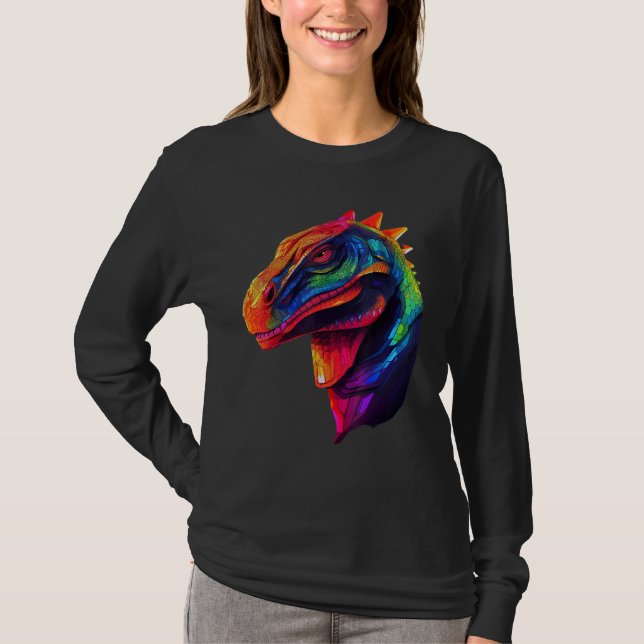 Camiseta Colorful Geometric Komodo Dragons Lizard Pop Anima (Frente)