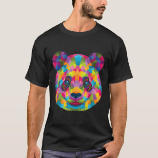 Camiseta Colorful Geometric Panda Head Animal Bear