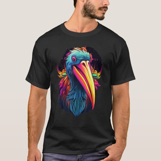 Camiseta Colorful Geometric Pelican Bird  Pop Animal (Frente)