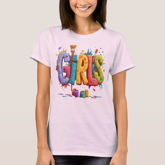 Camiseta Colorful Girls Graffiti Art Graphic T-Shirt (Frente)