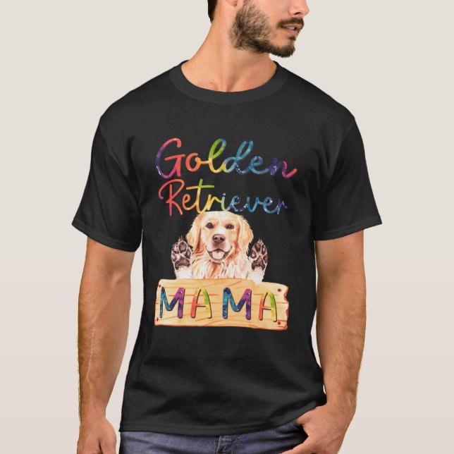 Camiseta Colorful Golden Retriever Mama  Dog Mom (Frente)