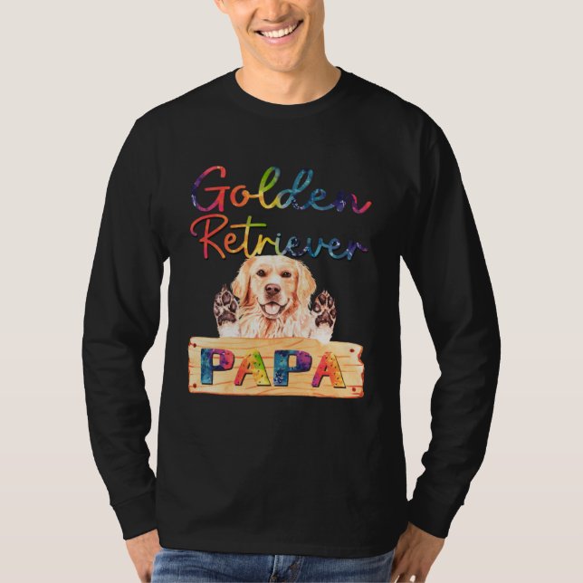 Camiseta Colorful Golden Retriever Papa  Dog Dad (Frente)