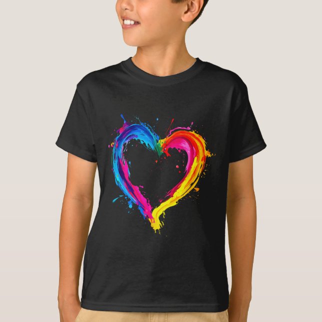 Camiseta Colorful Heart Love Valentines Day  (Frente)
