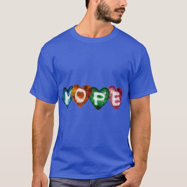 Camiseta Colorful HOPE Hearts – Inspirational Love Typograp (Frente)