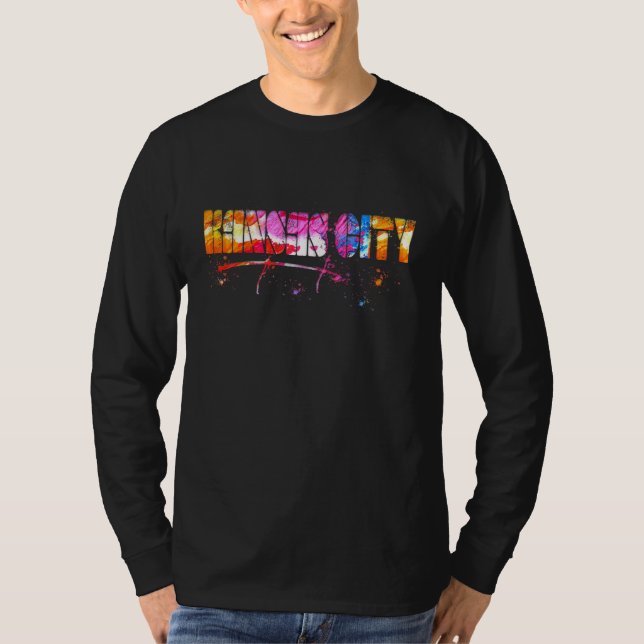 Camiseta Colorful Kansas City Lettering  Watercolor Kansas  (Frente)