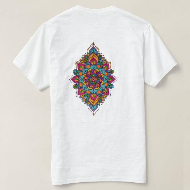 Camiseta Colorful Mandala Back Print T-Shirt (Verso do Design)