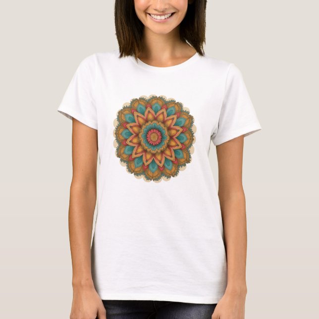 Camiseta Colorful Mandala Floral Boho Art (Frente)
