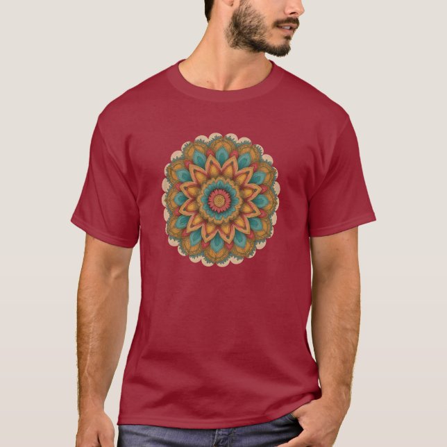 Camiseta Colorful Mandala Floral Boho Art (Frente)