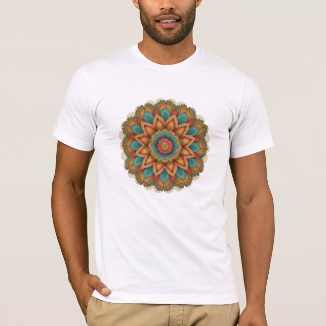 Camiseta Colorful Mandala Floral Boho Art (Frente)