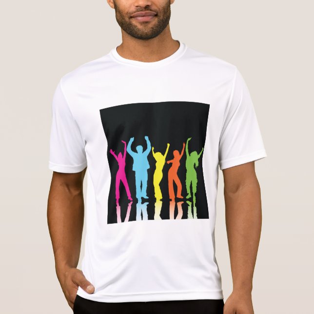 Camiseta Colorful Neon Dancing Silhouettes Retro Party (Frente)