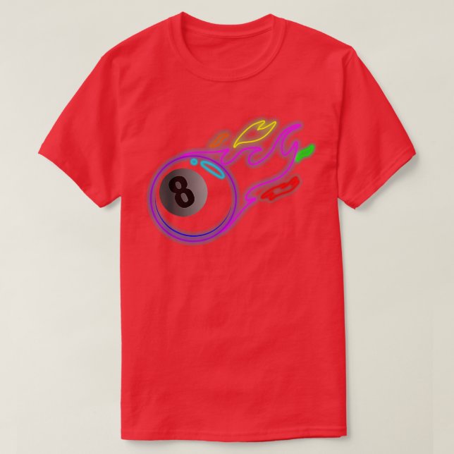 Camiseta Colorful Neon Lights Eight Ball Billiards Pool  MM (Frente do Design)
