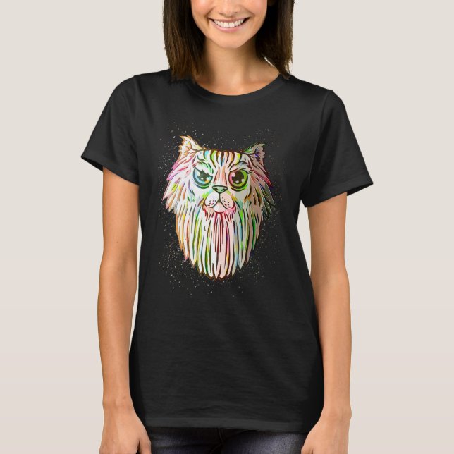 Camiseta Colorful Paint Splash  Bearded Cat (Frente)