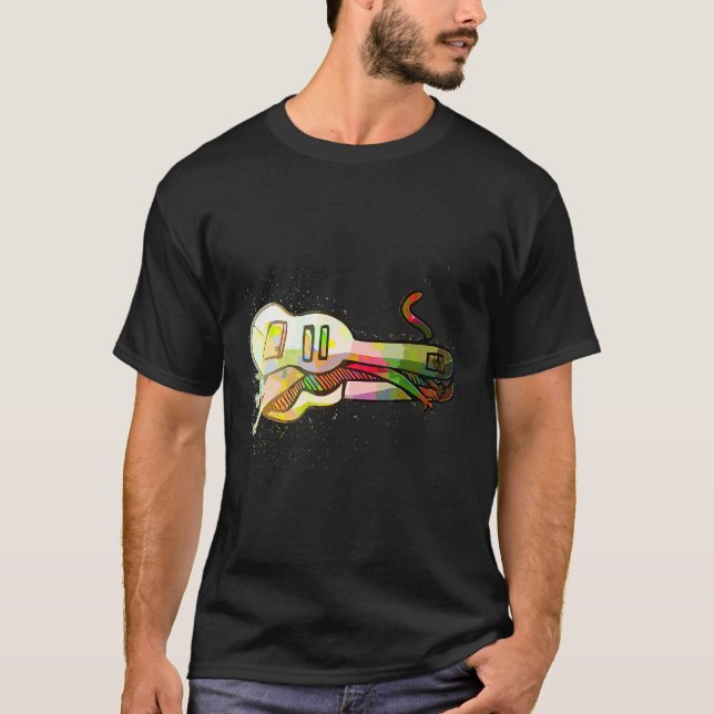 Camiseta Colorful Paint Splash Kitten Cat Guitar (Frente)