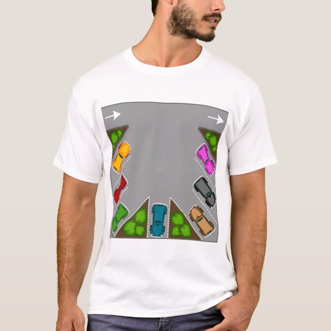 Camiseta Colorful Parking Lot Overhead View Car Enthusiast (Frente)