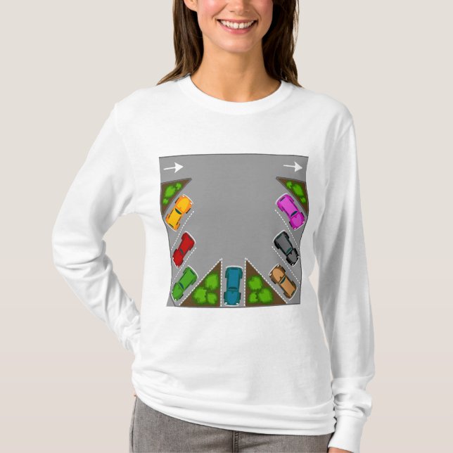 Camiseta Colorful Parking Lot Overhead View Car Enthusiast (Frente)