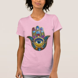 Camiseta Colorful Petals Leaves Hamsa Sapphire Third Eye