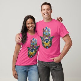 Camiseta Colorful Petals Leaves Hamsa Sapphire Third Eye