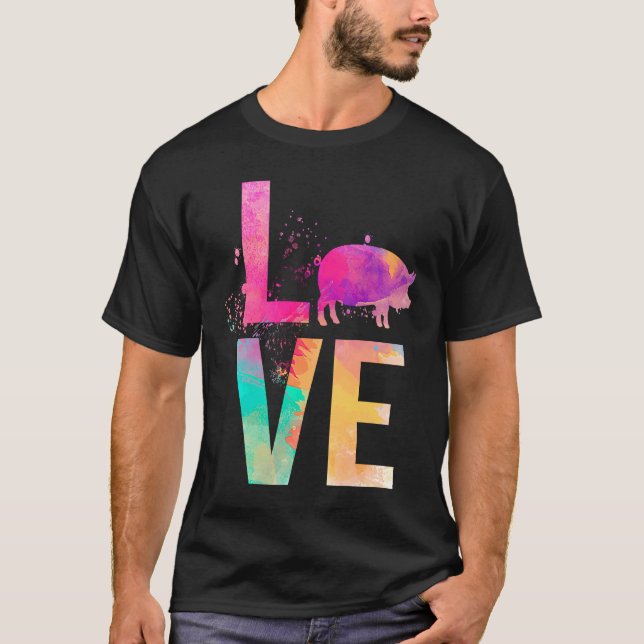 Camiseta Colorful Pig Mom  Pig (Frente)