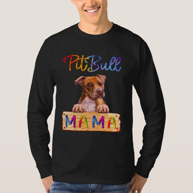 Camiseta Colorful Pitbull Mama  Dog Mom (Frente)