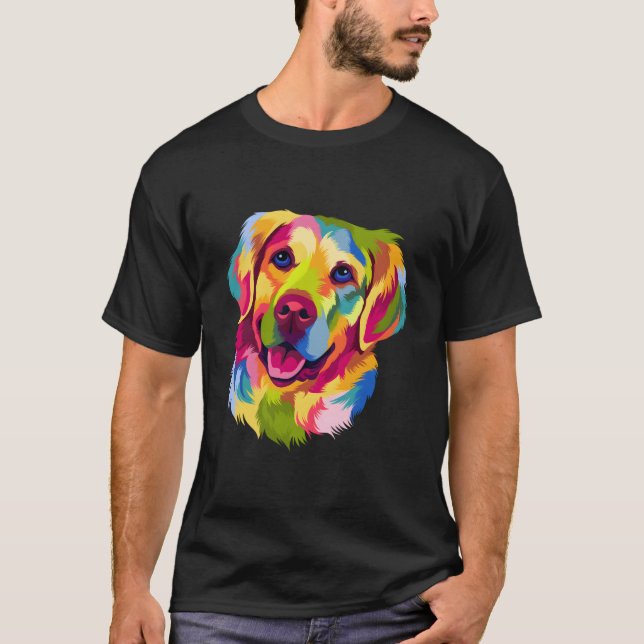 Camiseta Colorful Pop Golden Retriever Portrait Owner (Frente)