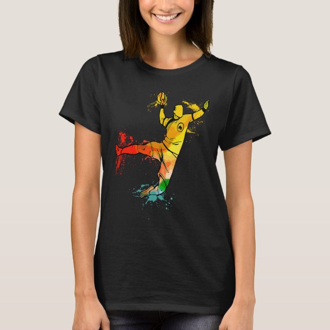 Camiseta Colorful Pop Portrait Handball Player (Frente)
