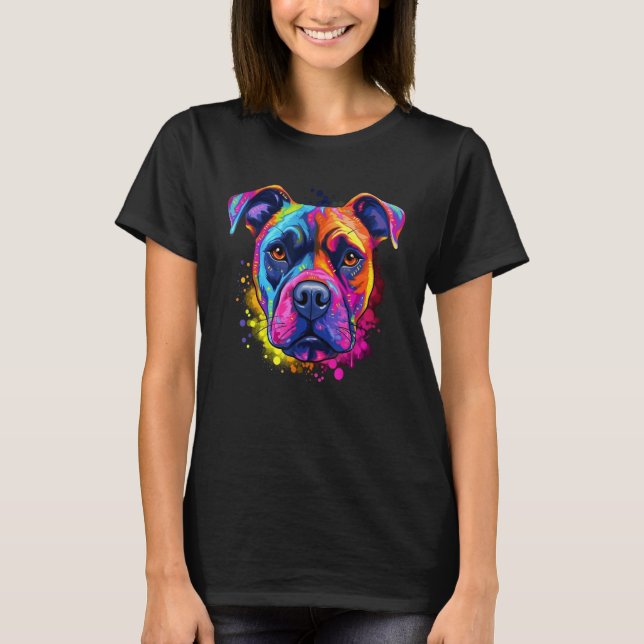 Camiseta Colorful Pop Staffordshire Bull Terrier Staffy (Frente)