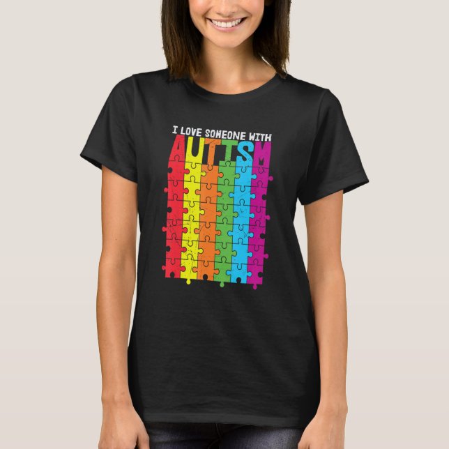 Camiseta colorful puzzle pieces Autism Awareness love (Frente)