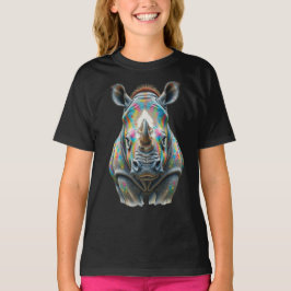 Camiseta Colorful Rhino Portrait Vibrant Wildlife 