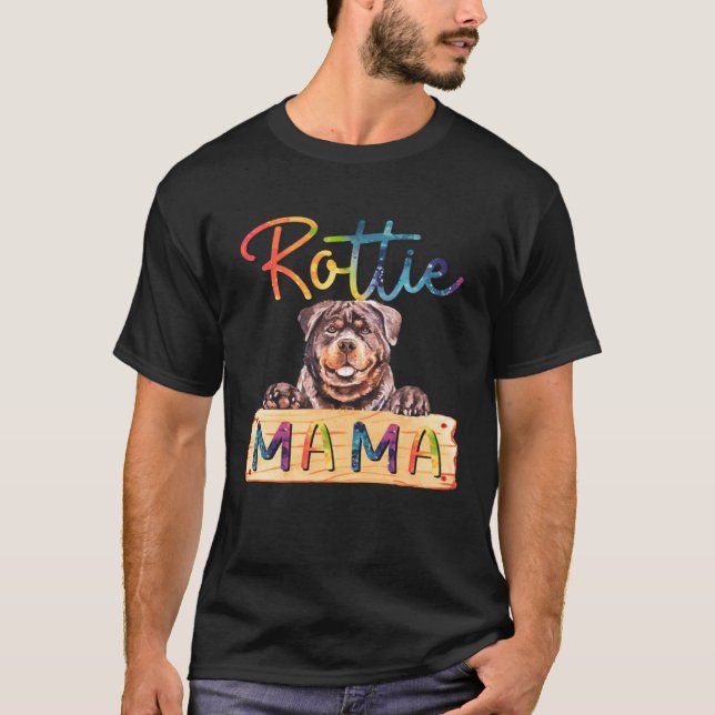 Camiseta Colorful Rottweiler Rottie Mama  Dog Mom (Frente)