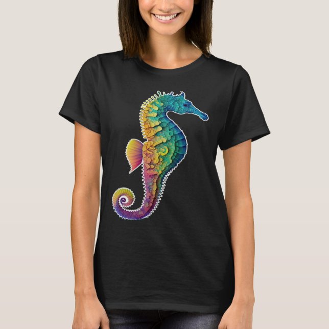 Camiseta Colorful seahorse  Underwater  Diving  Aquarists (Frente)