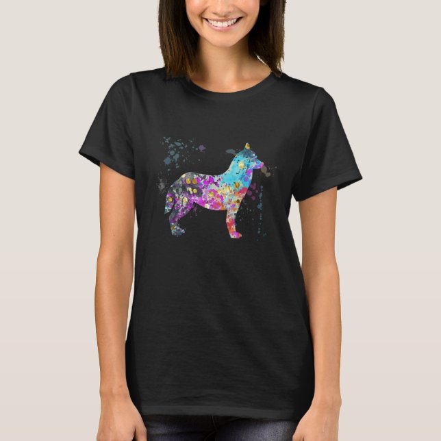 Camiseta Colorful Siberian Husky  Dog Siberian Huskys (Frente)