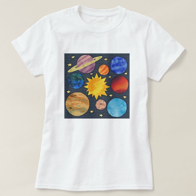 Camiseta Colorful Solar System (Frente do Design)