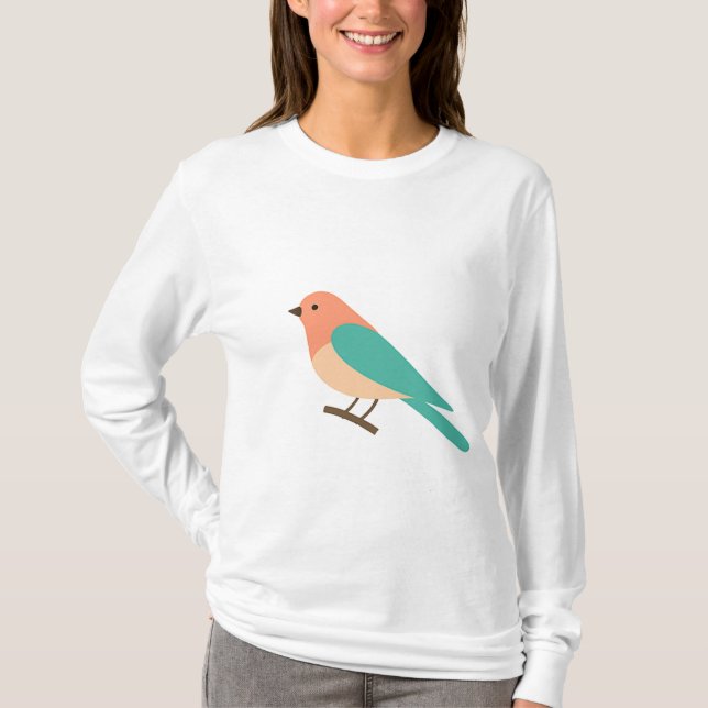 Camiseta Colorful Songbird Art Tee for Women  (Frente)