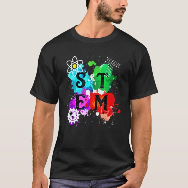 Camiseta Colorful Stem Squad  Students & Teachers Crew (Frente)