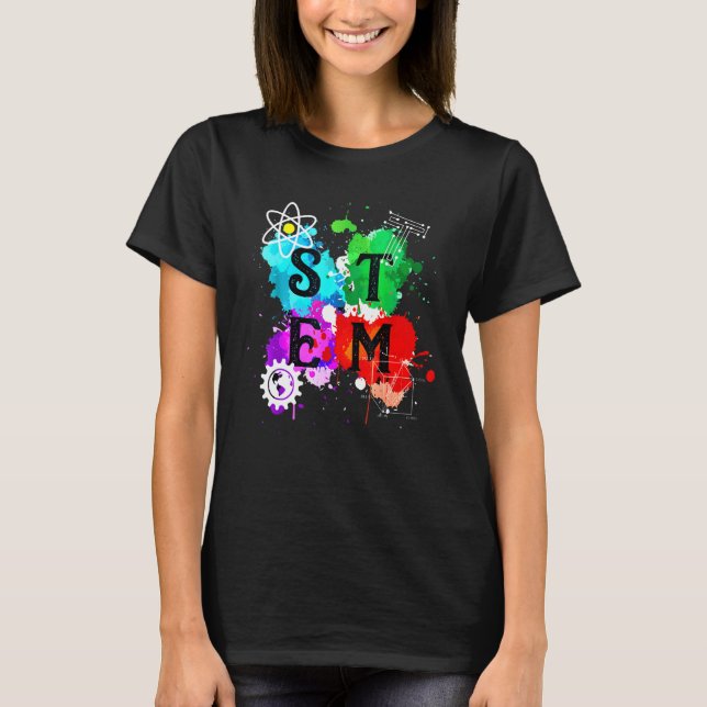 Camiseta Colorful Stem Squad  Students & Teachers Crew (Frente)