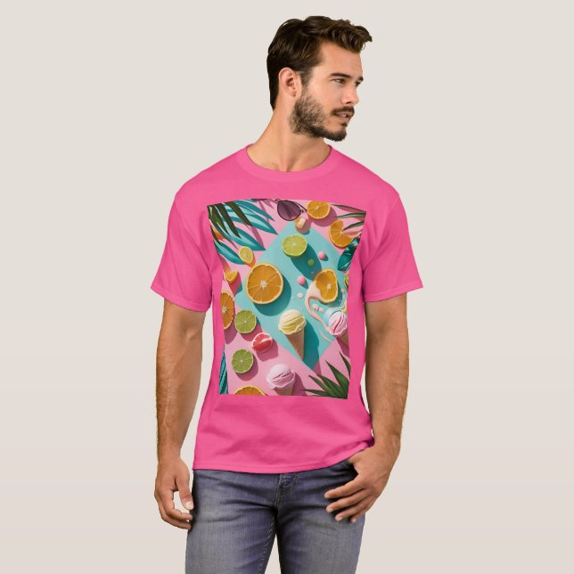Camiseta Colorful Summer Vibes Tropical Design – Bright Cit (Frente Completa)