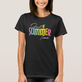 Camiseta Colorful Sweet Summer Time Graphic  Pineapple Vaca