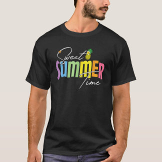 Camiseta Colorful Sweet Summer Time Graphic  Pineapple Vaca