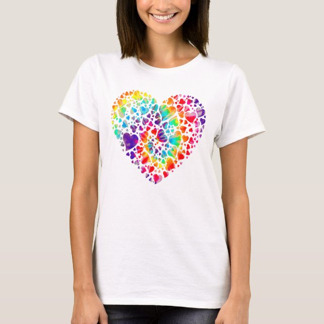Camiseta Colorful Tye Dye Die Tie Heart Valentine Day (Frente)