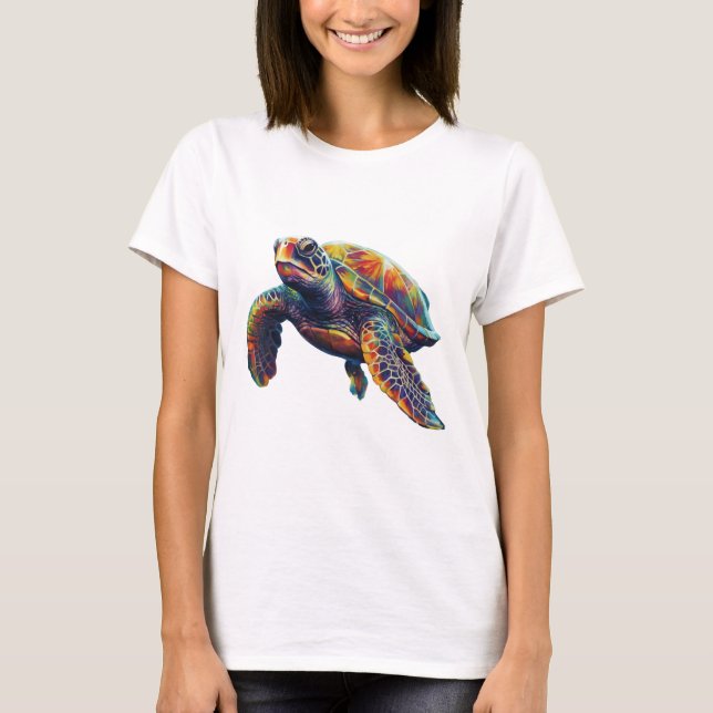 Camiseta Colorful underwater sea turtle dreamlike beautiful (Frente)