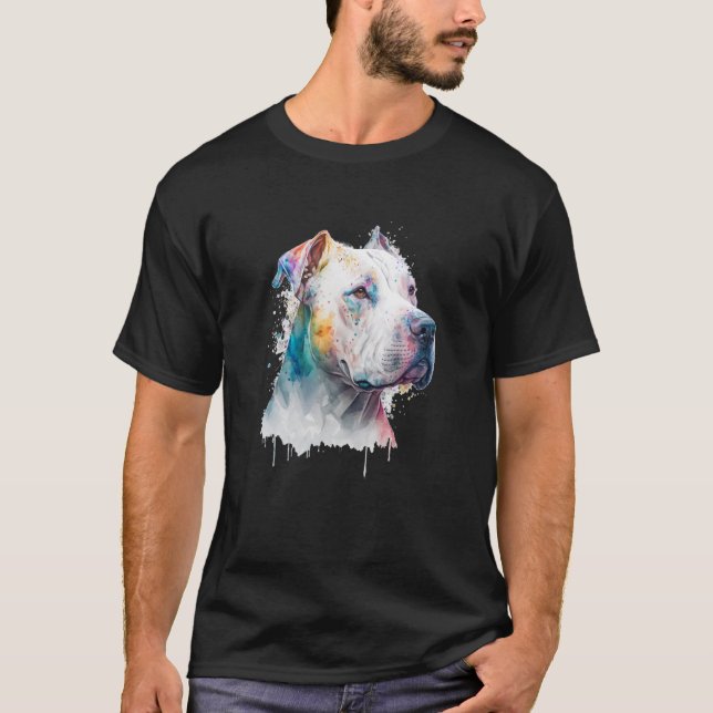 Camiseta Colorful Watercolor splash Dogo argentino (Frente)