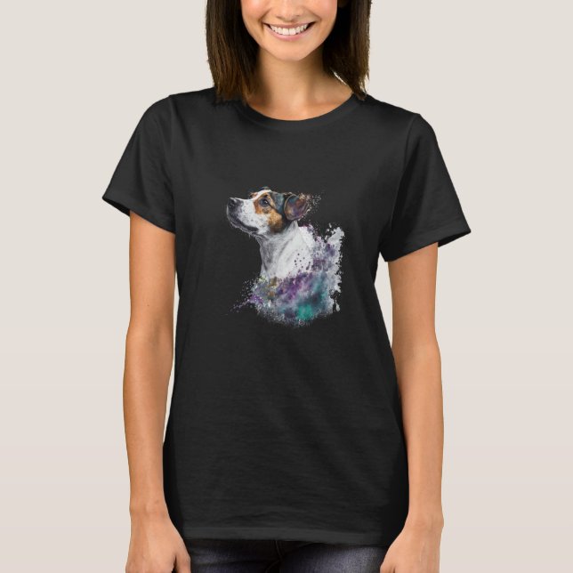 Camiseta Colorful watercolor splash Jack Russell Terrier (Frente)