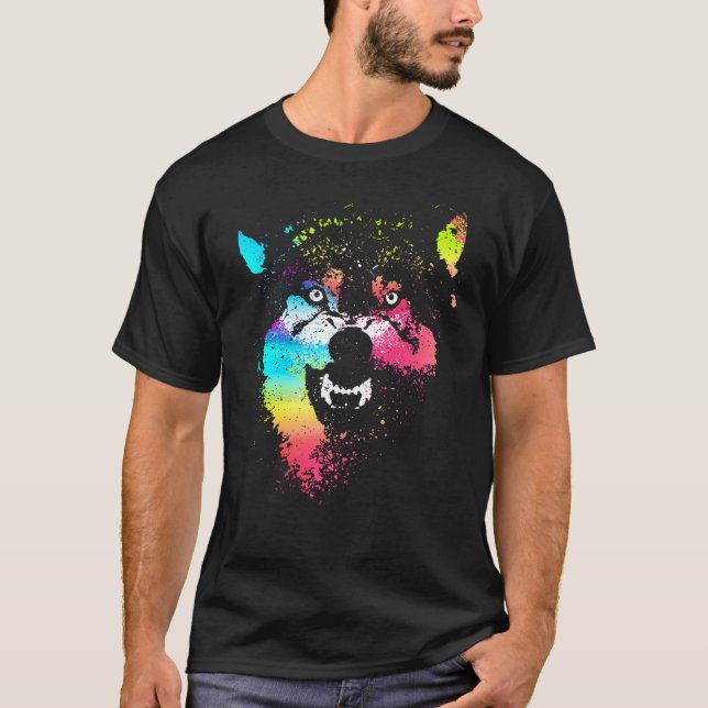 Camiseta Colorful wolves (Frente)