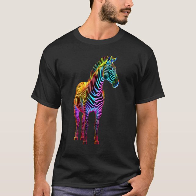 Camiseta Colorful Zebra Nature  Wildlife Animal art (Frente)