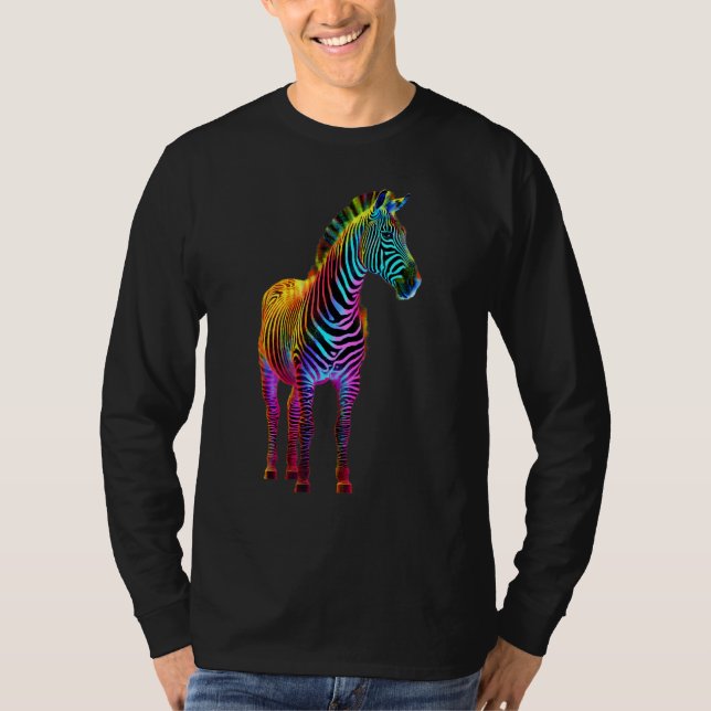 Camiseta Colorful Zebra Nature  Wildlife Animal art (Frente)