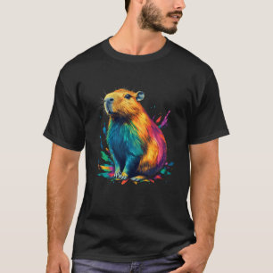 Camiseta Colorida Aquarela Capybara Art Design Para Homens